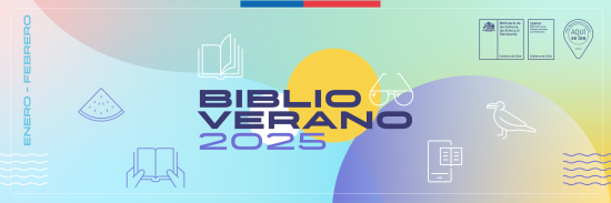 Imagen promocional de Biblioverano 2025, destacando actividades culturales y de lectura al aire libre como biblioplayas, bibliopiscinas y talleres.